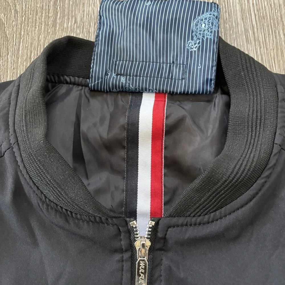 Wulful Men's Casual Lightweight‎ Windbreaker Bomber Jacket Black Size Large